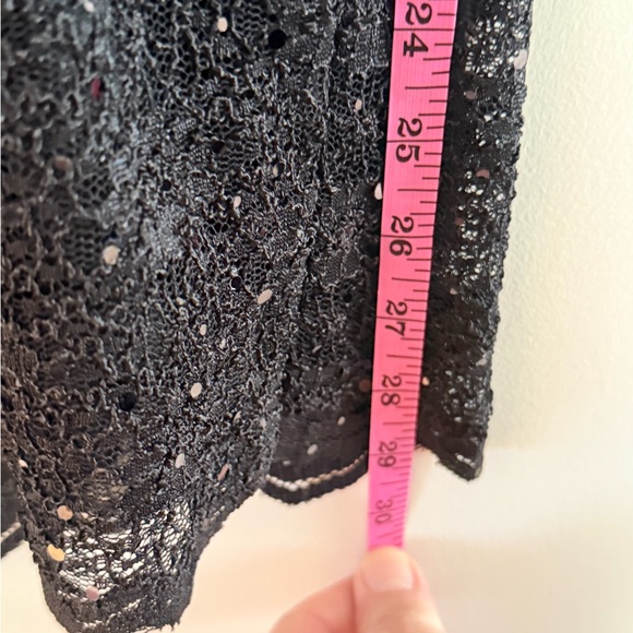 Connected Apparel Black Sequin Dress with Flared Sheer Sleeves Size 16 - Picture 15 of 16